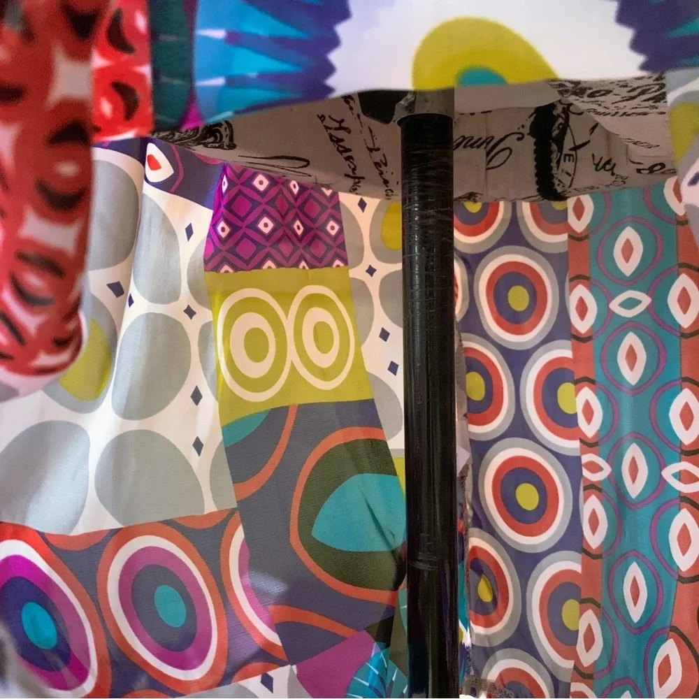 3 for 30 💥 Ventti VTG Satin Strapless Colorful Mini Dress Circus Print Purple - Picture 10 of 16